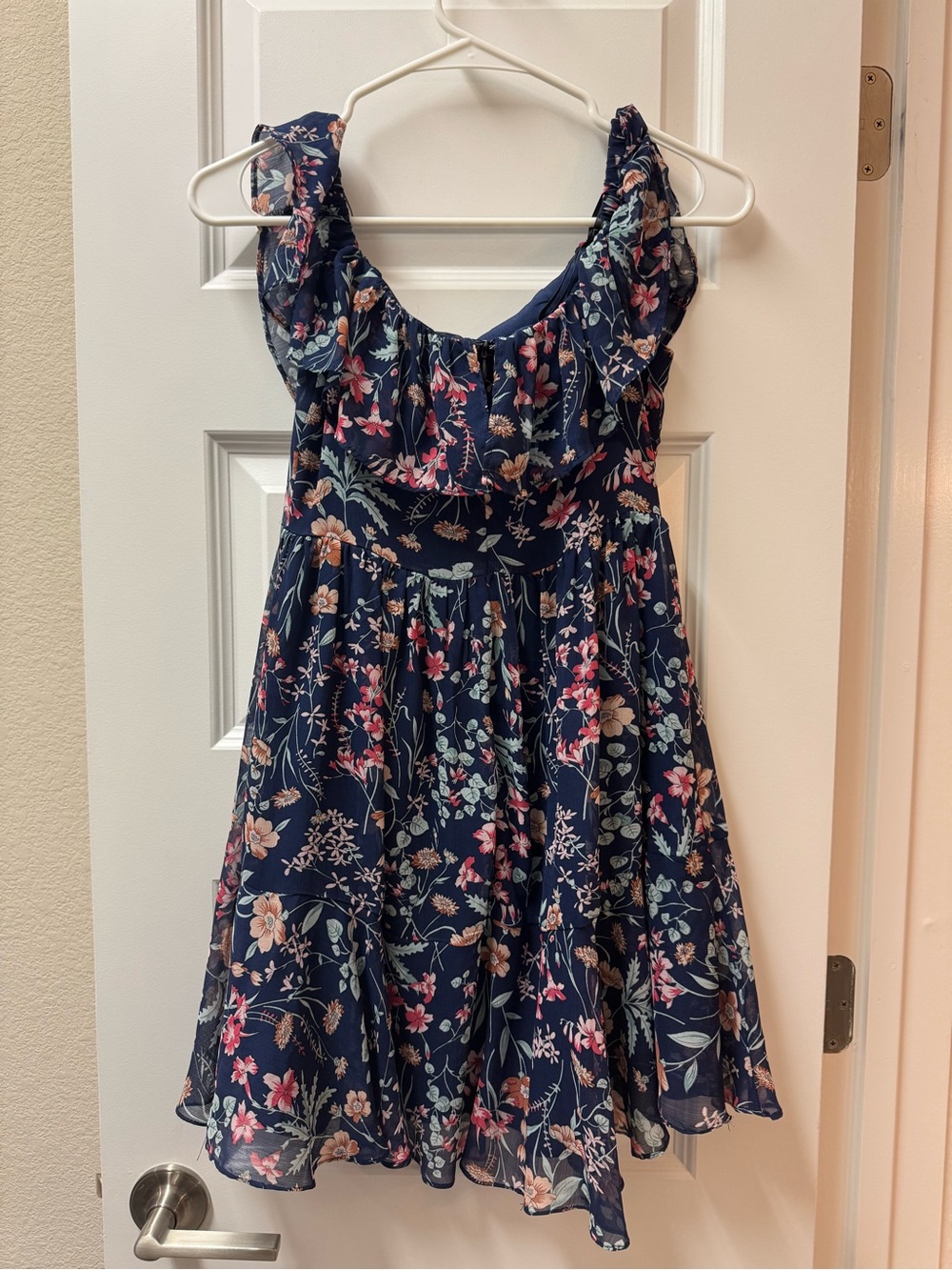 Lulus Navy Floral Ruffle Sundress - Picture 2 of 3